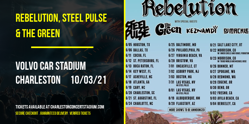 Rebelution, Steel Pulse & The Green at Volvo Car Stadium tickets Rebelution, Steel Pulse & The Green at Volvo Car Stadium
